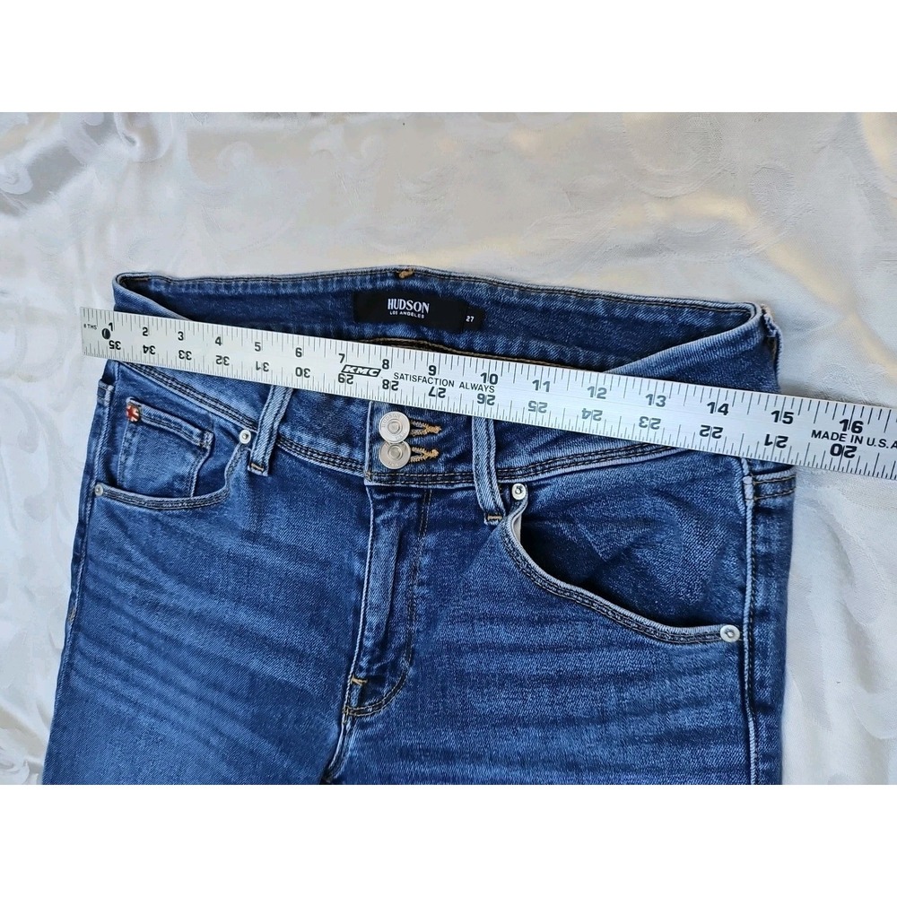 Hudson Collin Midrise Skinny Jeans Flap Pocket Raw Hem Capri Size 27 - Picture 4 of 11
